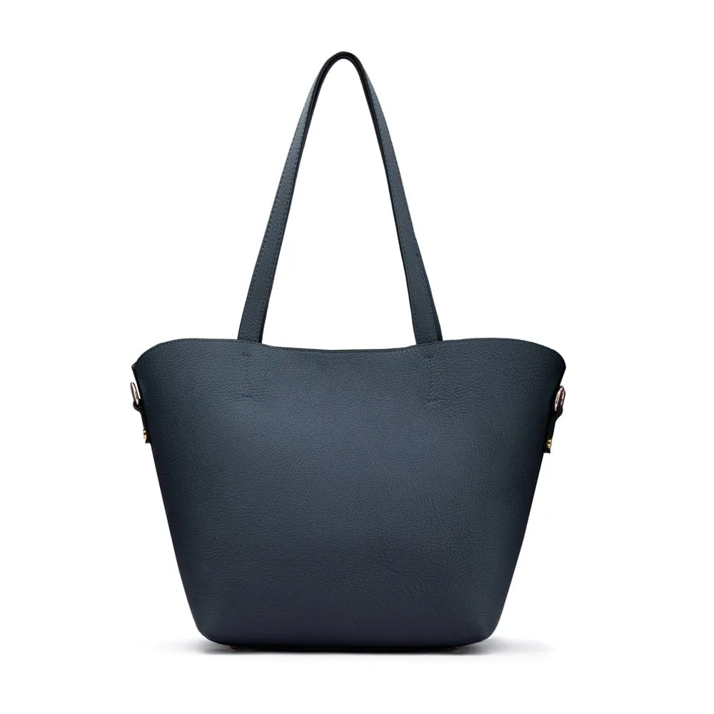 Emma 2 in 1 Leather Tote Bag - Navy